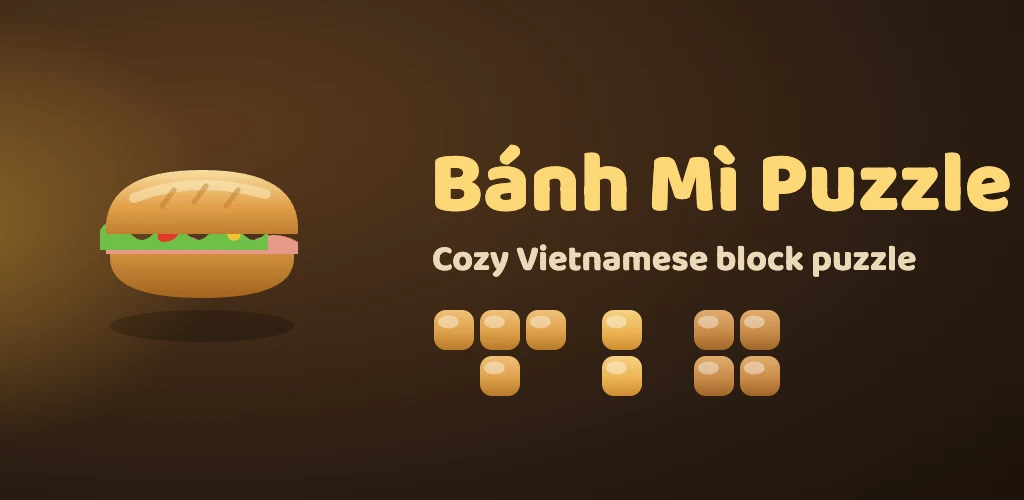 Bánh Mì Puzzle featured graphic — drag bánh mì blocks, clear lines, chain combos