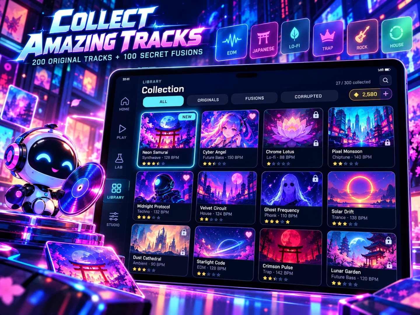Beat Fusion on iPad — the track collection library