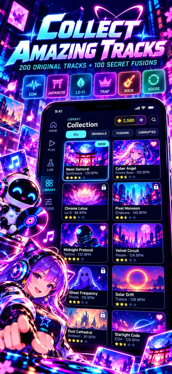 Beat Fusion — Collect amazing tracks: 200 original tracks and 100 secret fusions