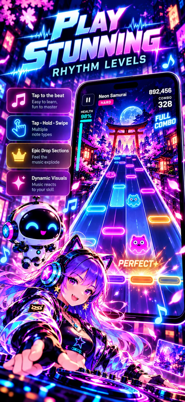 Beat Fusion — Play stunning rhythm levels with tap, hold and swipe notes