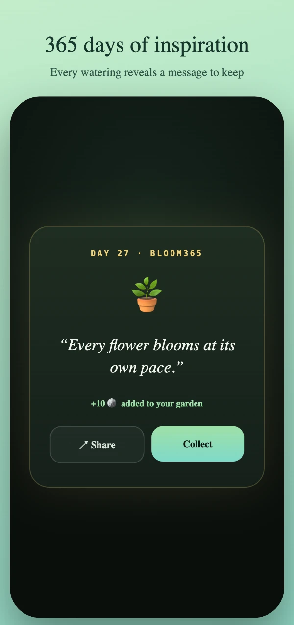 Bloom365 — reveal an uplifting daily message from the 365-day journey