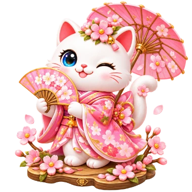 Tsuki — black lucky cat with koi and gold