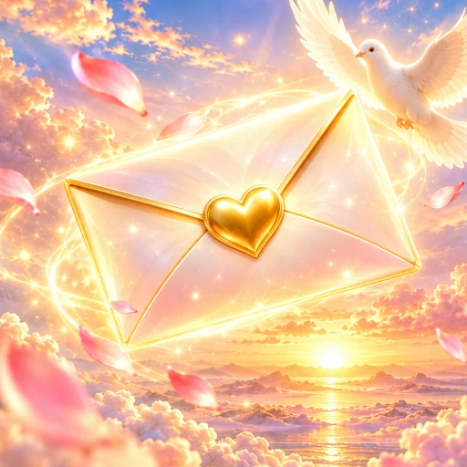 Eternal Messages app icon — a glowing envelope with a golden heart seal and a white dove