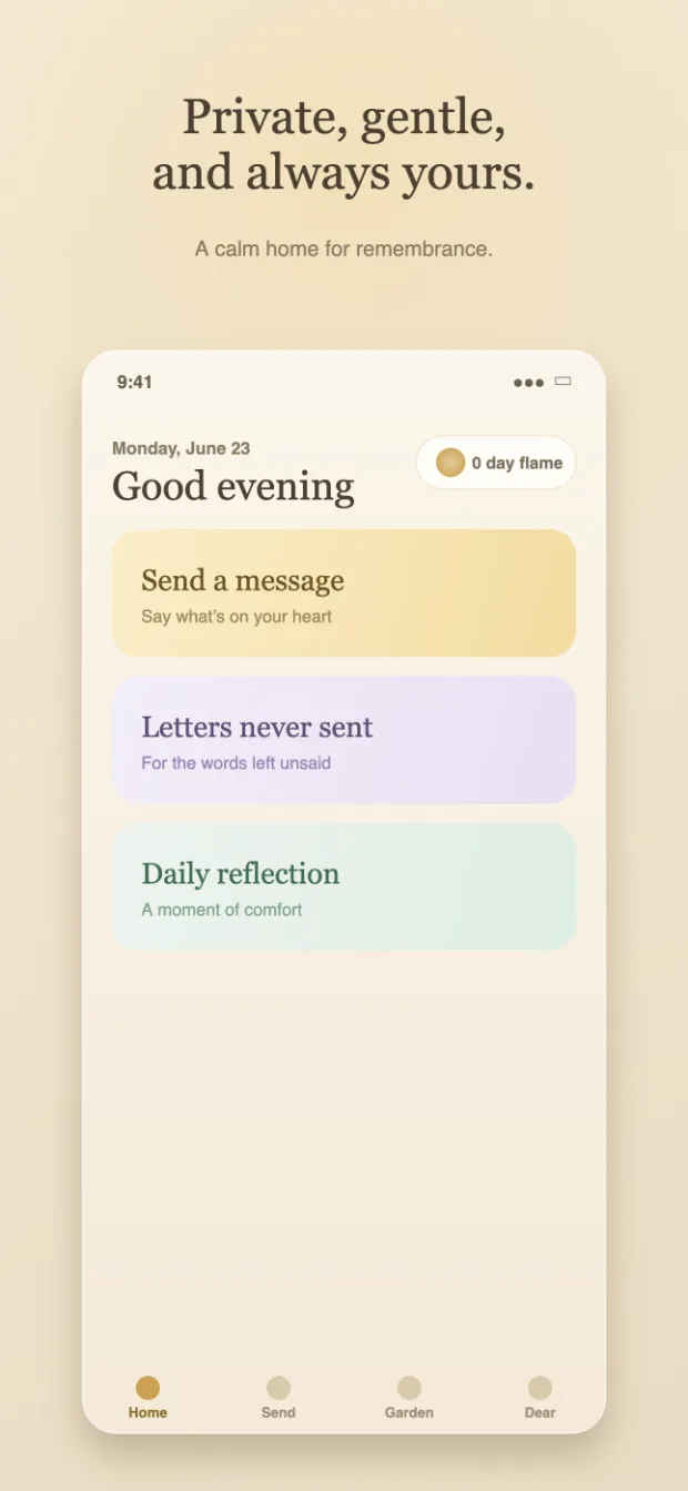 Eternal Messages — a calm home for remembrance, private and always yours