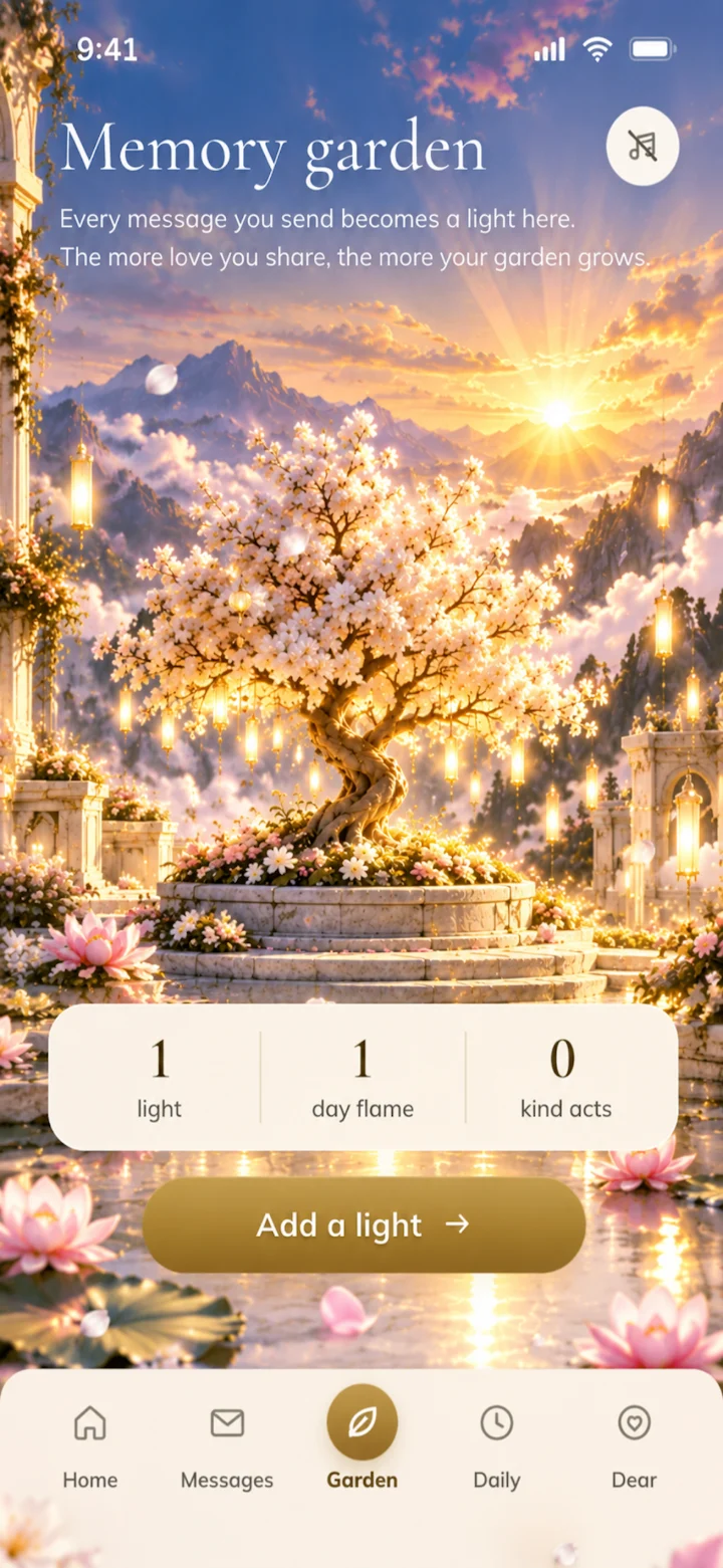 Eternal Messages — the memory garden, where every message becomes a light