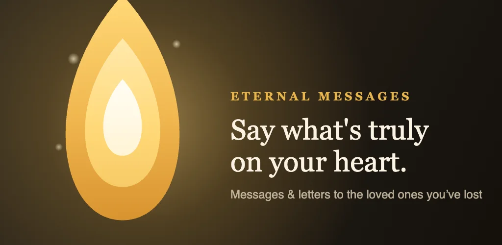 Eternal Messages featured graphic — a candle flame beside the words 'Say what's truly on your heart'