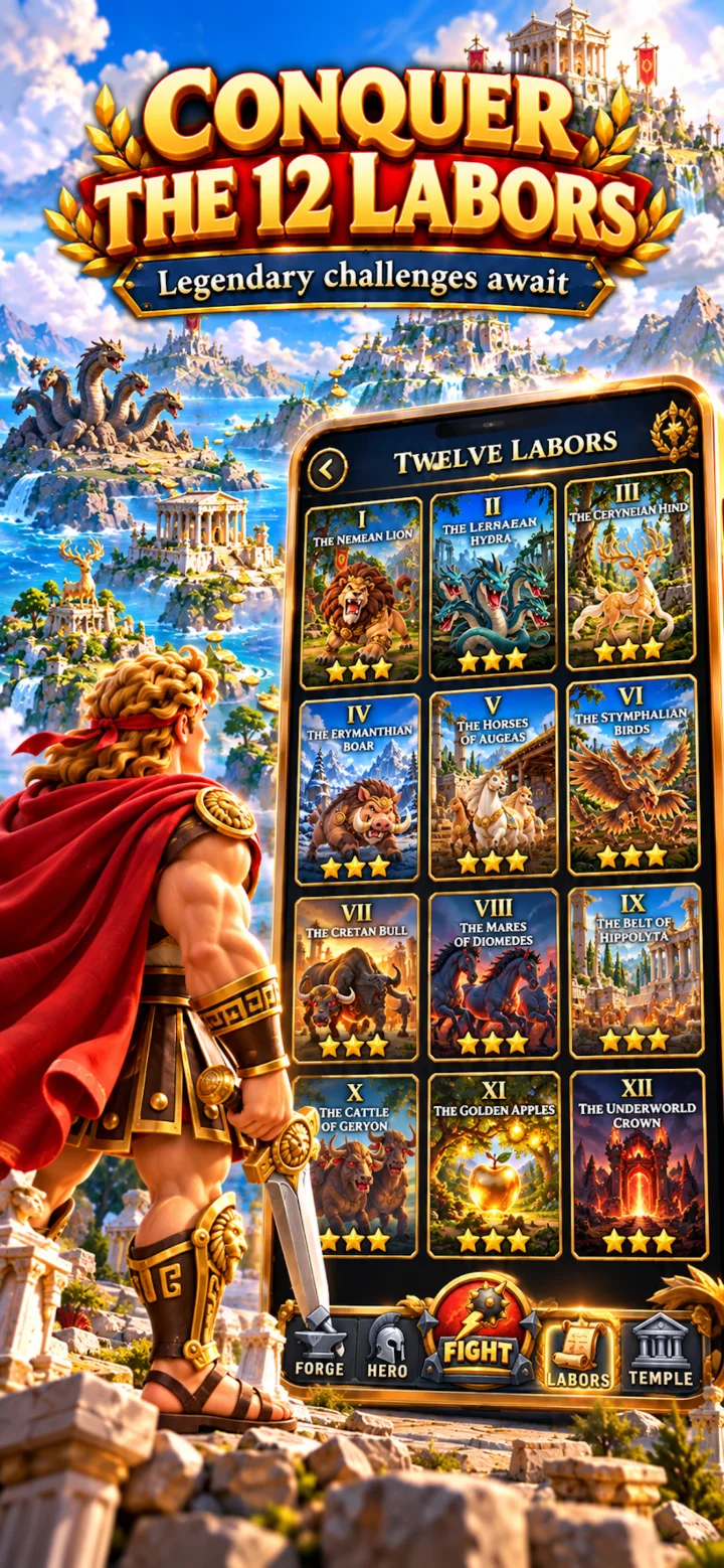 Hercules: Twelve Labors — Epic boss battles against the Lernaean Hydra