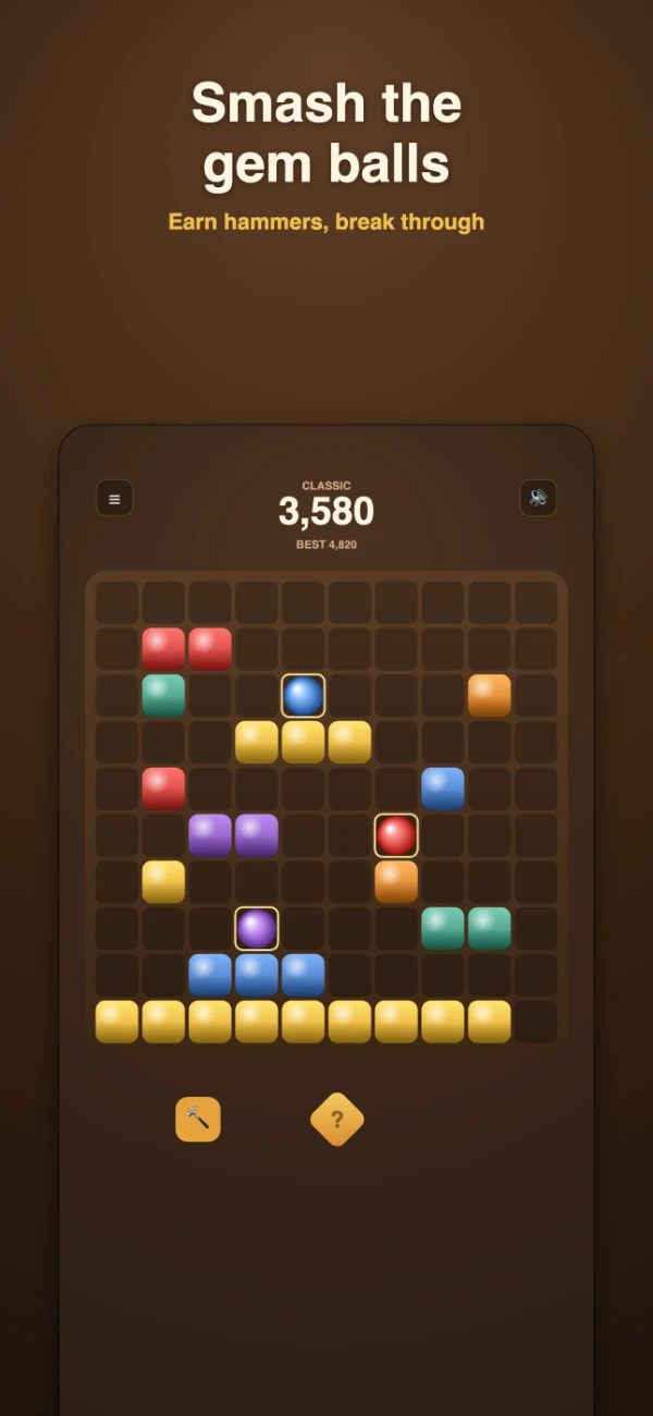 Hidden Puzzle gem balls — smash the highlighted gem balls with a hammer