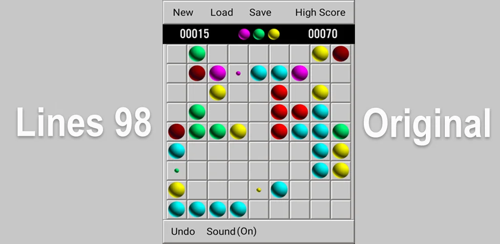 Lines 98 Original featured graphic with the colorful ball grid board