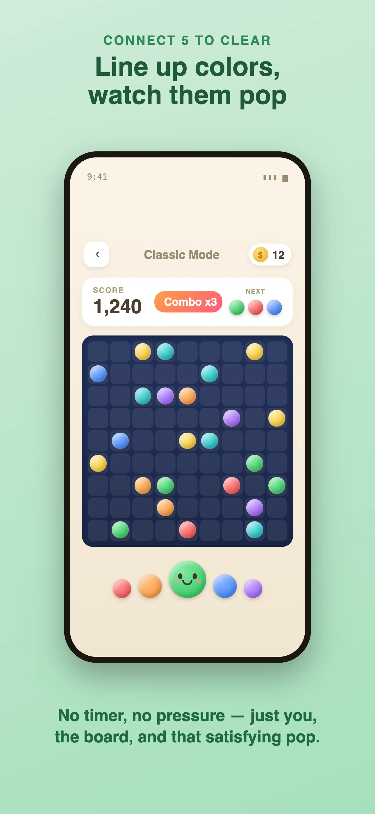 Lines98 Modern Classic mode gameplay — line up colors and watch them pop, with a Combo bonus