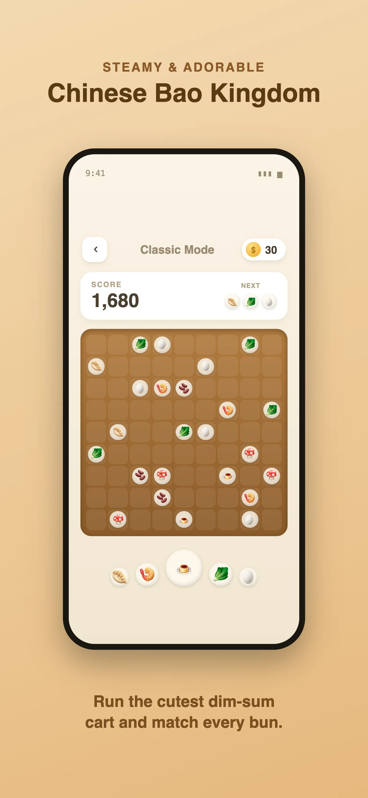 Lines98 Modern Chinese Bao theme — run the cutest dim-sum cart and match every bun