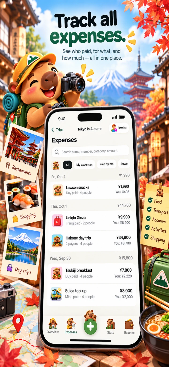 Travel Money Split — Track all expenses: who paid, for what and how much