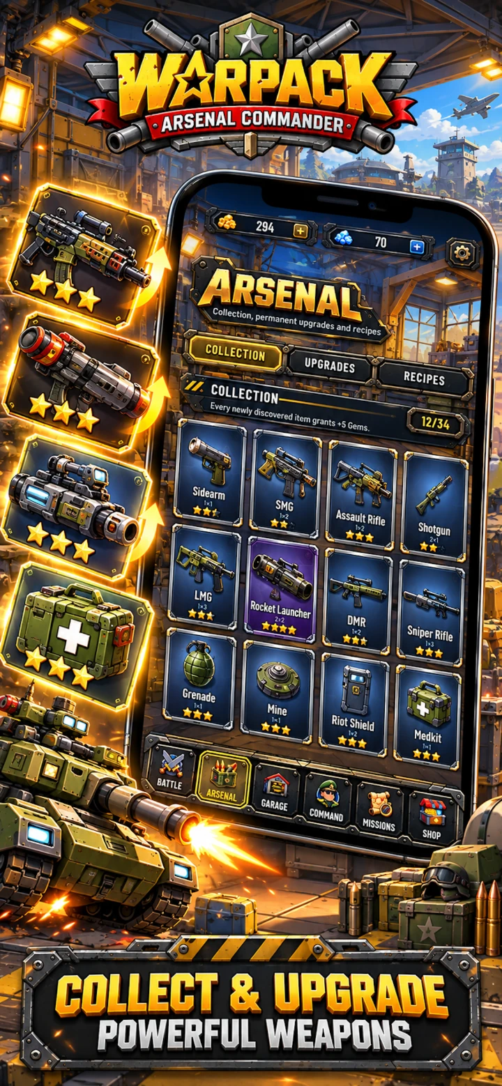 Warpack: Arsenal Commander — Collect and upgrade powerful weapons in the Arsenal